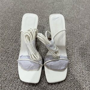 Billini White Modern Heels with Strappy Design